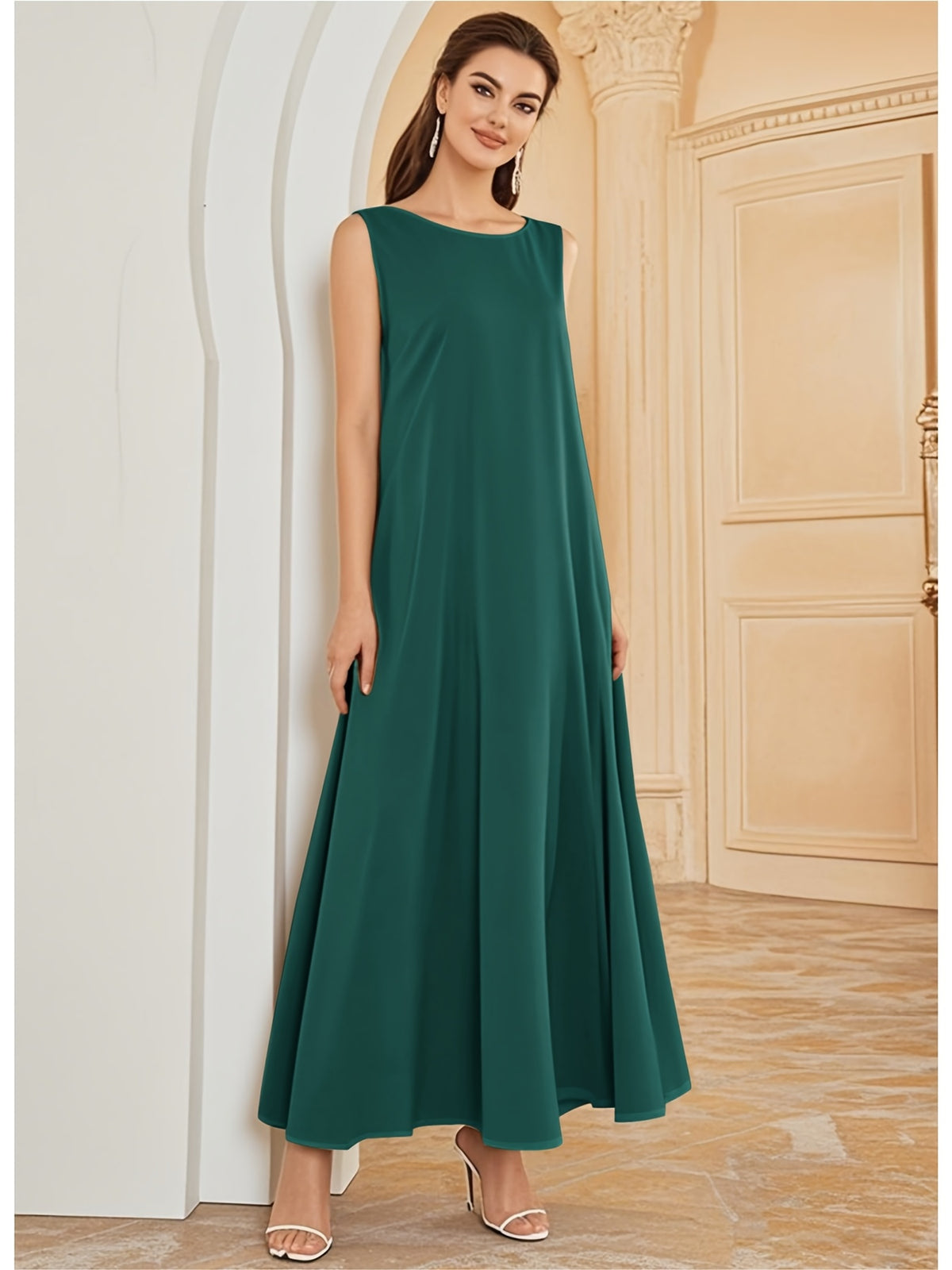 1pc Fashionable, Elegant And Comfortable Bubble Color Fabric. Pure Color Suitable for Daily Outdoor Travel And Leisure. Loose And Comfortable Women'S Abaya Vest. Abayas for Women Muslim Namaz Dresses Women'S Traditional Robe - Dark Green