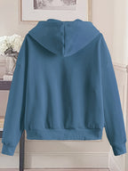 Women'S Fashion Zip Hoodie - Peacock Blue
