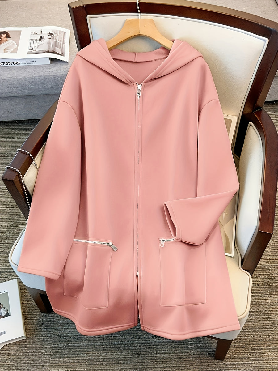 Women'S Fashion Jacket Zip-Up Coat - Peach