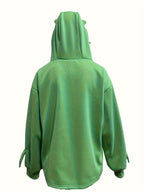 Fortune-Attracting Autumn/Winter Quirky Cartoon Frog Sweatshirt, Unisex Loose Fit -Lined Hooded Jacket, Trendy Streetwear Couple's Outfit - Green