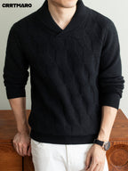 Men's Heavyweight Thick -Neck Sweater - Warm Winter Pullover Sweater Suitable for Fall & Winter, Casual Layering Top, Solid Color Regular Fit Sweater for Office, Outdoor, Casual Attire, Hand Washable Thick Sweater - Black