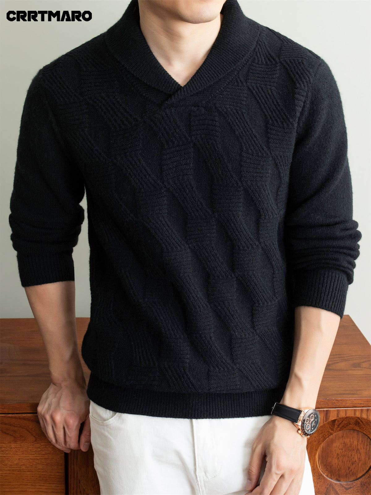 Men's Heavyweight Thick -Neck Sweater - Warm Winter Pullover Sweater Suitable for Fall & Winter, Casual Layering Top, Solid Color Regular Fit Sweater for Office, Outdoor, Casual Attire, Hand Washable Thick Sweater - Black