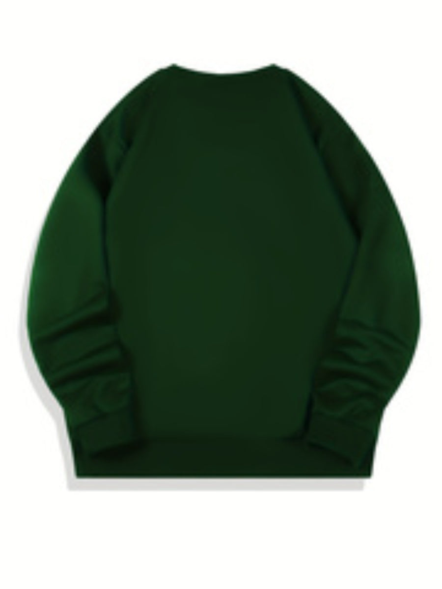 Los Angeles LOS ANGELES Letter Sweatshirt, Unisex Daily Versatile Long Sleeve Spring/Autumn Trendy Top - Dark Green