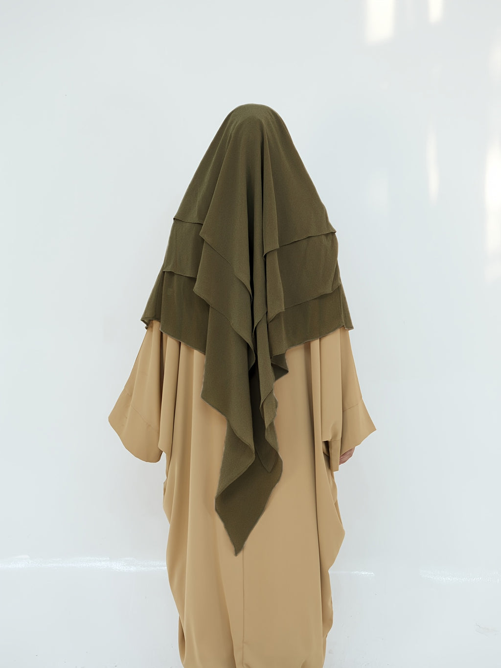 1pc Fashionable, elegant and casual three-layer chiffon fabric solid color suitable for daily wear, loose and comfortable Women's abaya headscarf.sarees for women indian wedding robe aid femme abayas for women muslim jilbab femme khimar hijab - Khaki