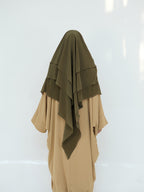 1pc Fashionable, elegant and casual three-layer chiffon fabric solid color suitable for daily wear, loose and comfortable Women's abaya headscarf.sarees for women indian wedding robe aid femme abayas for women muslim jilbab femme khimar hijab - Khaki