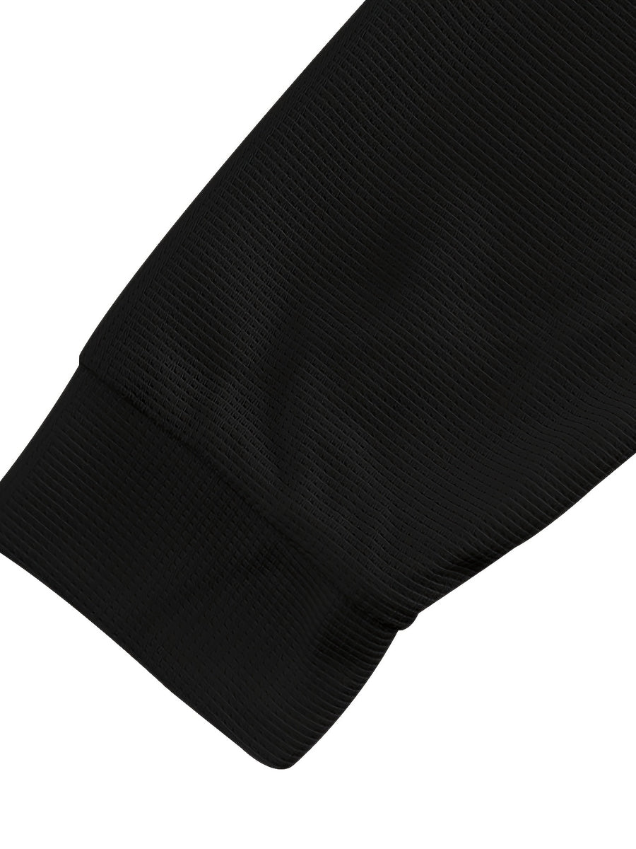 Josh Mei'S Selected Men'S Casual American Style Spring And Autumn Thin Waffle Grid Button-Up Quick-Dry Raglan Henley T-Shirt Long Sleeve - Black
