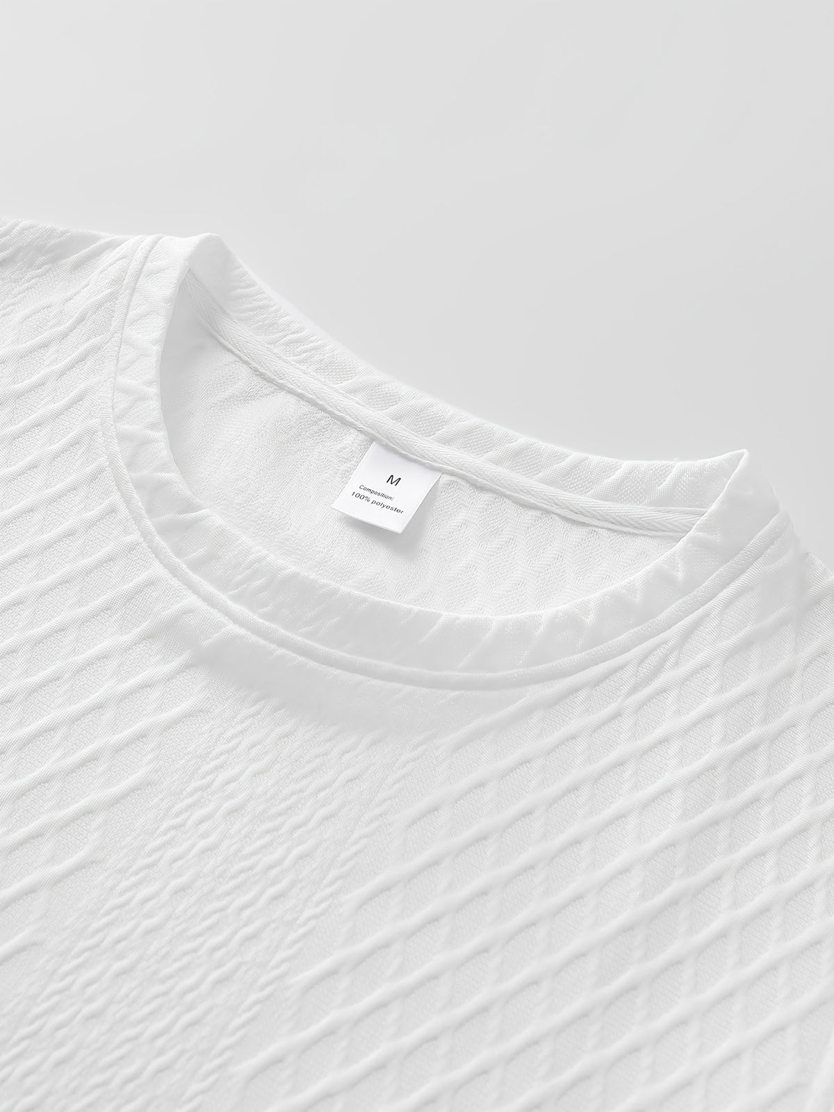 Men's New Textured Fabric Crew Neck T-Shirt - White
