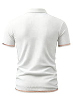 A06-1576BOSS Men's 2pcs Waffle Knit Textured Short-Sleeve Polo Shirt, Three-Dimensional Breathable Non-Deforming T-Shirt, Summer Business Casual Versatile Durable Men's Top, Multiple Colors Available - Navy Blue And White