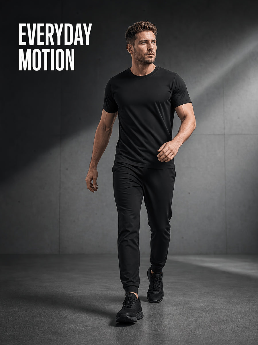 Men's 4pcs 100% Cotton Short Sleeve T-Shirts, Soft & Comfortable Crew Neck Basic Tees for Everyday Casual Wear, Layering and Travel, Father's Day Gift for Men, Available in Black, White or Mixed Black & White - Black 4pcs