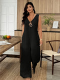 Sleeveless, Loose Jumpsuit Suitable for Casual Wear And Commuting - Black