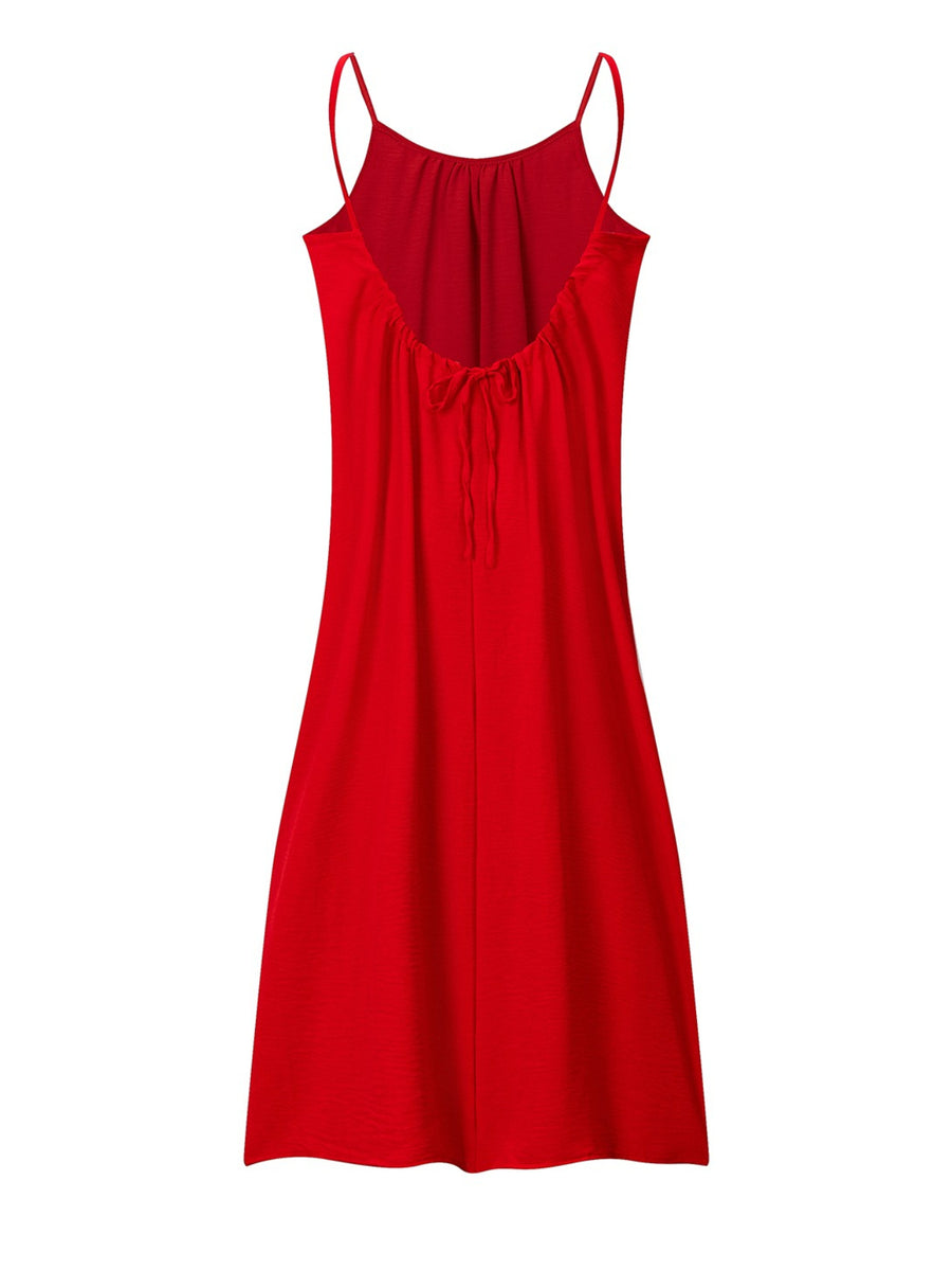 2026 Cross-Border New Women'S Suspender Coat, Backless, Loose Home Wear, Casual Dress - Red