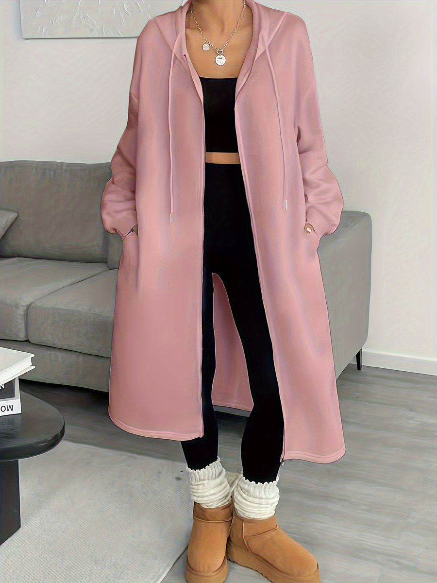 Women's Fashion Color Block Zip-Up Jacket - Peach