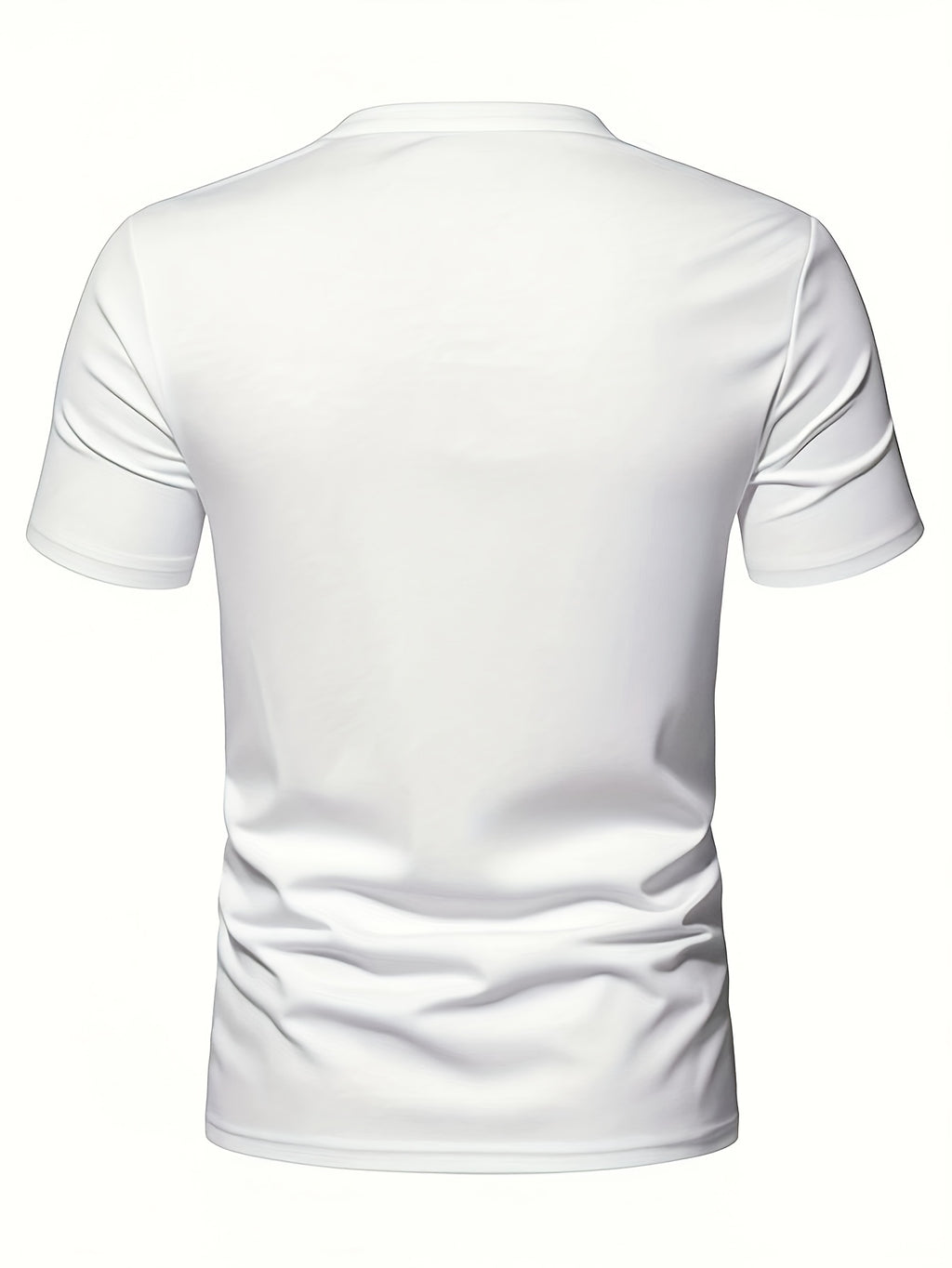 Men'S Patchwork V-Neck Short Sleeve T-Shirt, Suitable for Summer Outdoor Casual Wear, Casual Versatile Knit Top - White