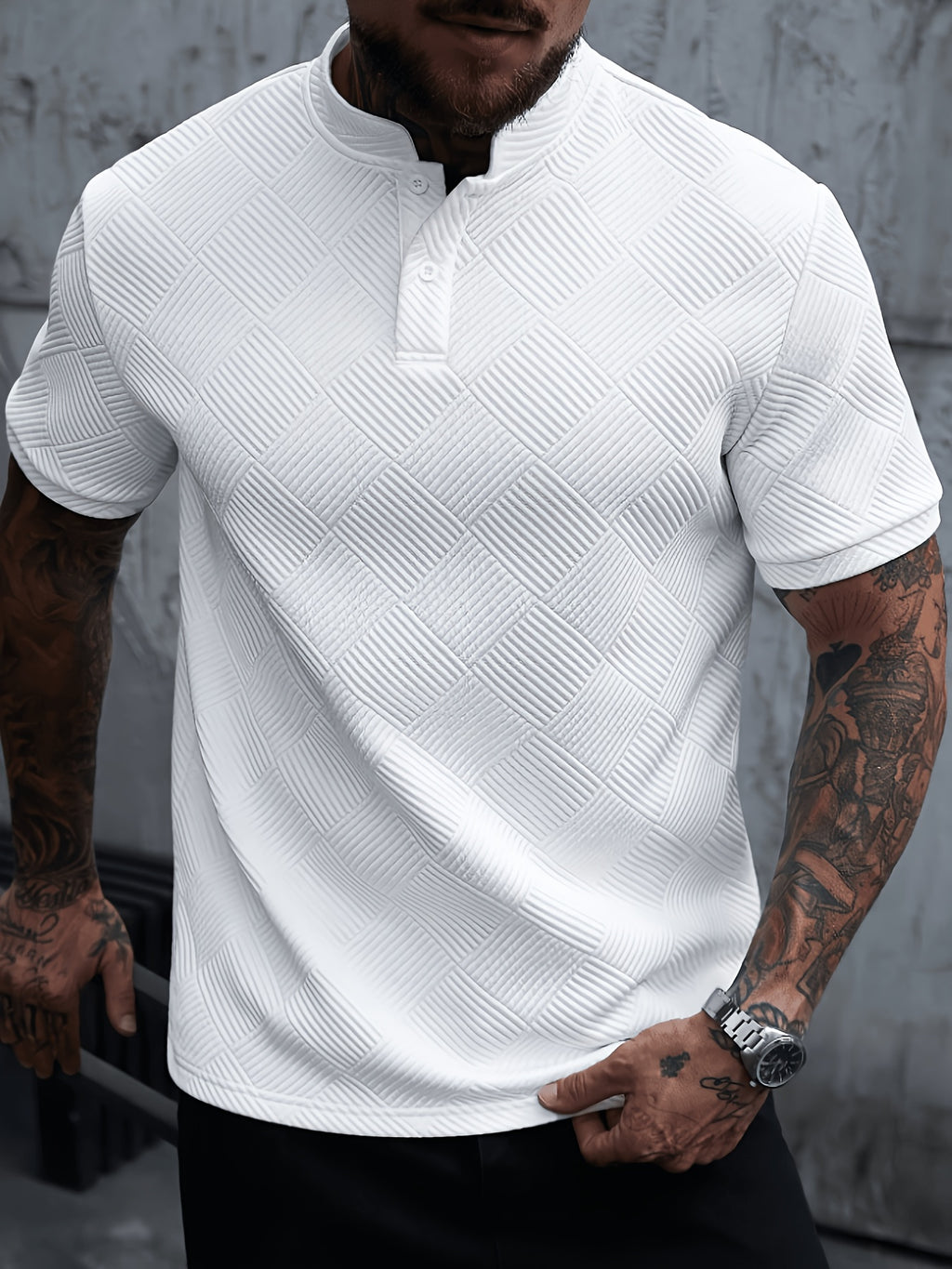 Summer New Men'S Polo Shirt Short Sleeve T-Shirt Casual Fashion Atmospheric Comfortable Versatile Jacquard Top Men'S Clothing - White