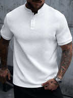 Summer New Men'S Polo Shirt Short Sleeve T-Shirt Casual Fashion Atmospheric Comfortable Versatile Jacquard Top Men'S Clothing - White
