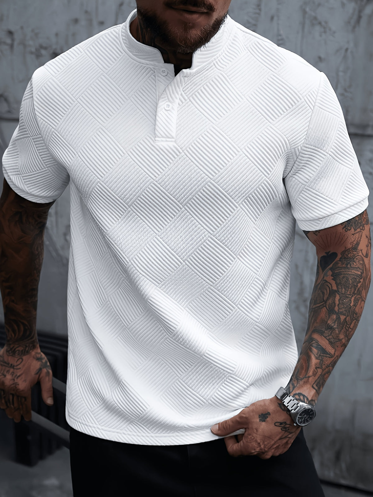 Summer New Men'S Polo Shirt Short Sleeve T-Shirt Casual Fashion Atmospheric Comfortable Versatile Jacquard Top Men'S Clothing - White
