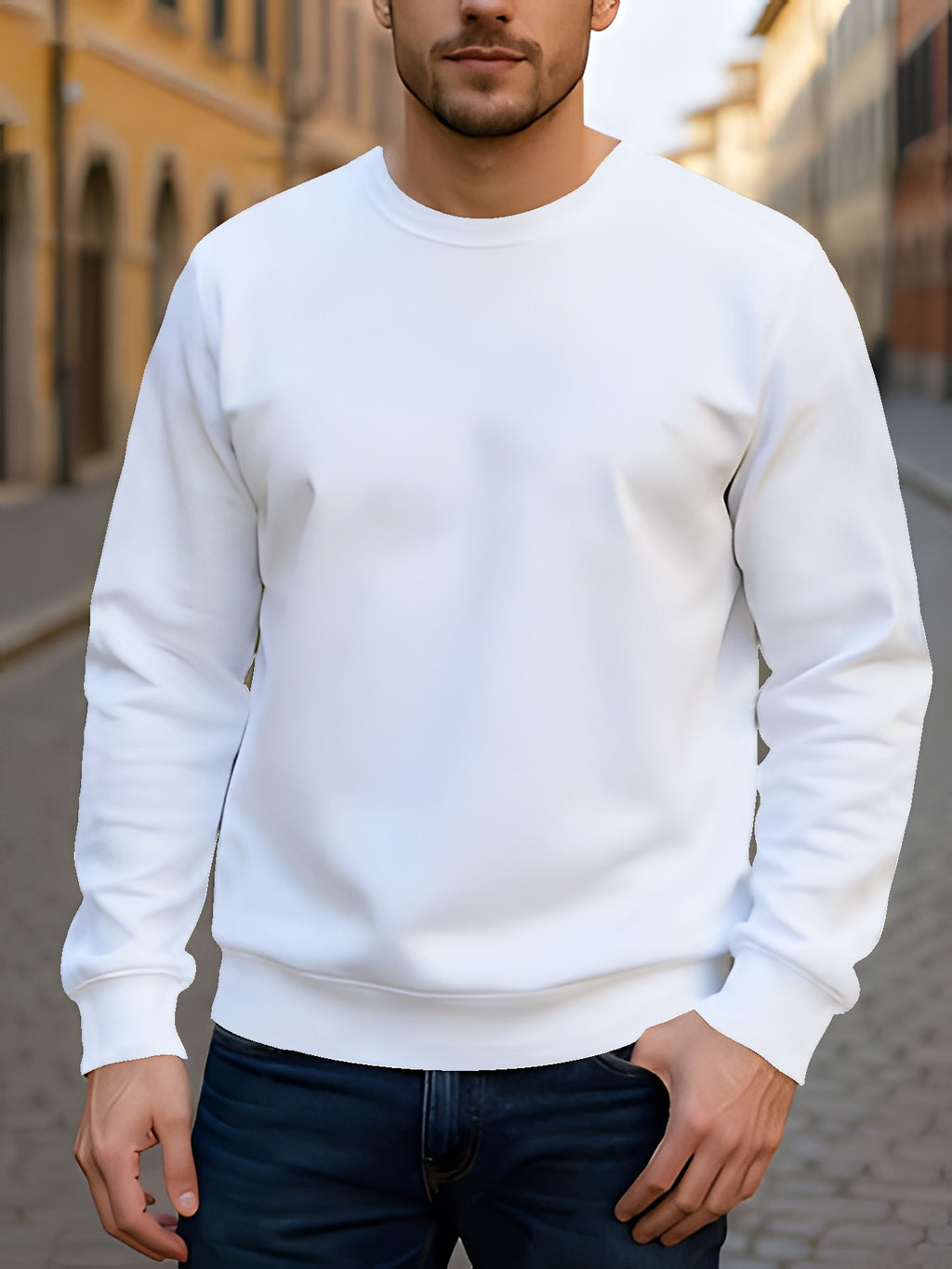 2pcs Men's Crew Neck Sweatshirt - Casual Printed Top, Outdoor Leisure Crew Neck Sweatshirt, Basic Versatile Style with Print - Mixed colors