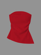 European And American Style Women'S Tube Top, New Pleated Slim-Fitting Split Hot Style Sleeveless Vest for Spring, Summer And Autumn - Red