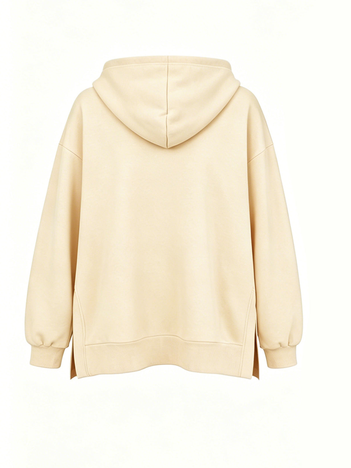 Women'S Fashion Hooded Sweatshirt for Autumn And Winter - Pattern Print Design, Side Slit Detail, Pullover Hoodie - Apricot