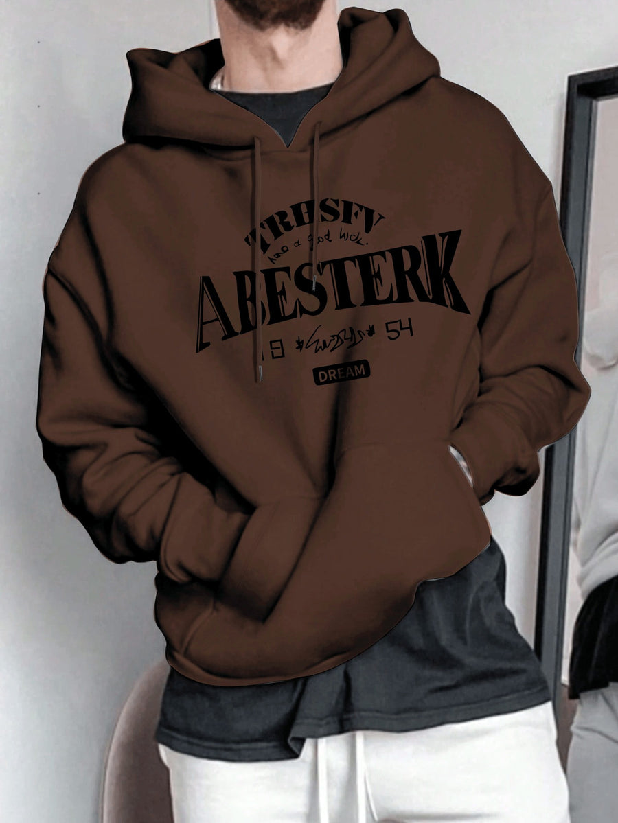 Spring/Autumn Men'S Casual Hooded Sweatshirt Youth Handsome Hoodie - Coffee Color