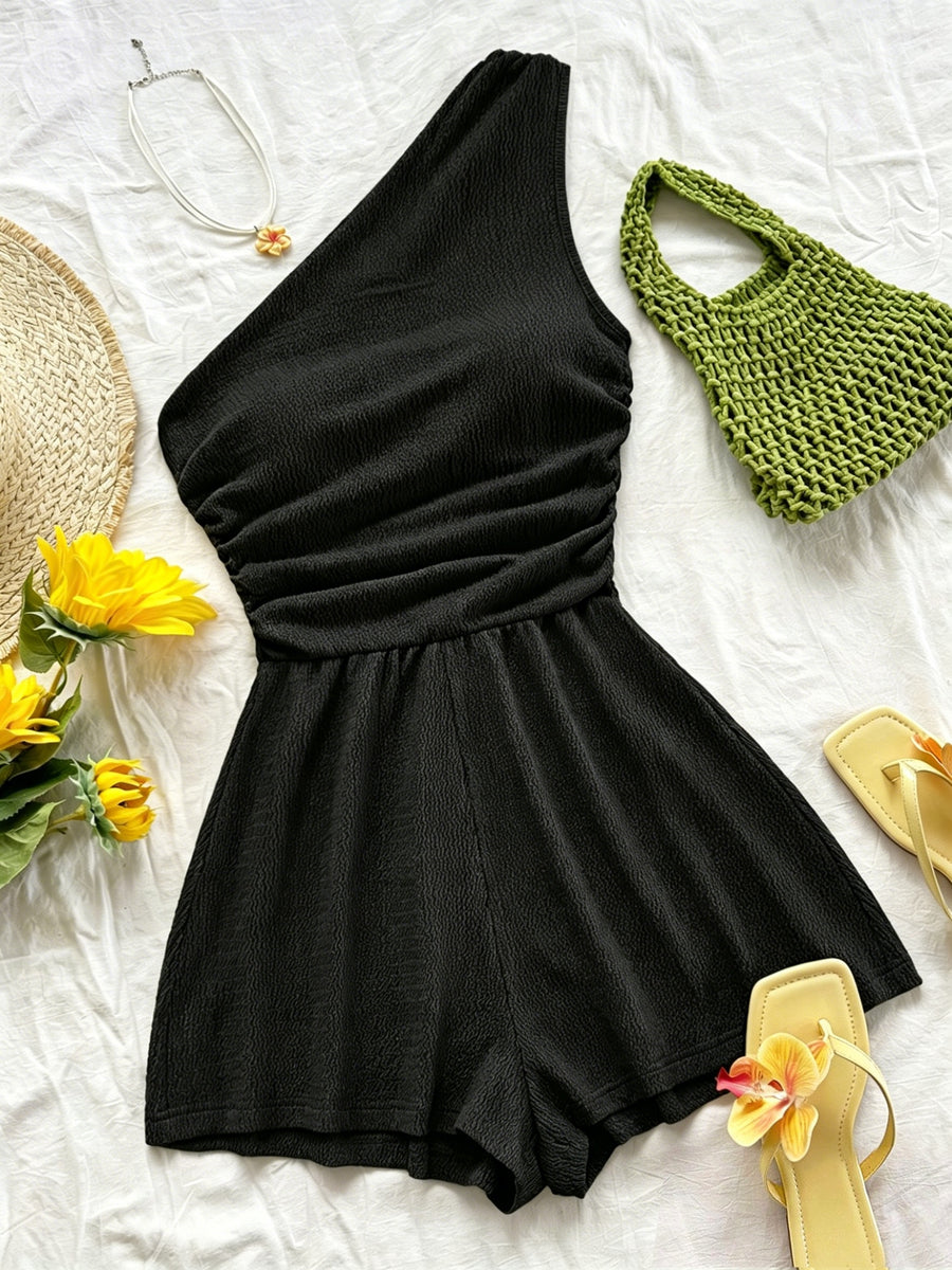 New Korean-Style Niche Jumpsuit for Women, Pure Alluring Vibe Strapless Fashionable A-Line Spicy Short Jumpsuit for Vacation Trips - Black