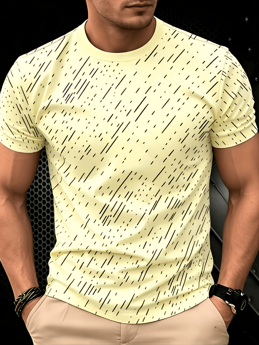 Black Twill Line Digital Printing T-Shirt, Minimalist Men'S Casual Short-Sleeved Shirt, Versatile Commuter Men'S Short-Sleeved T-Shirt, Cool And Breathable, Skin-Friendly And Comfortable, a Perfect Gift - Multicolor A