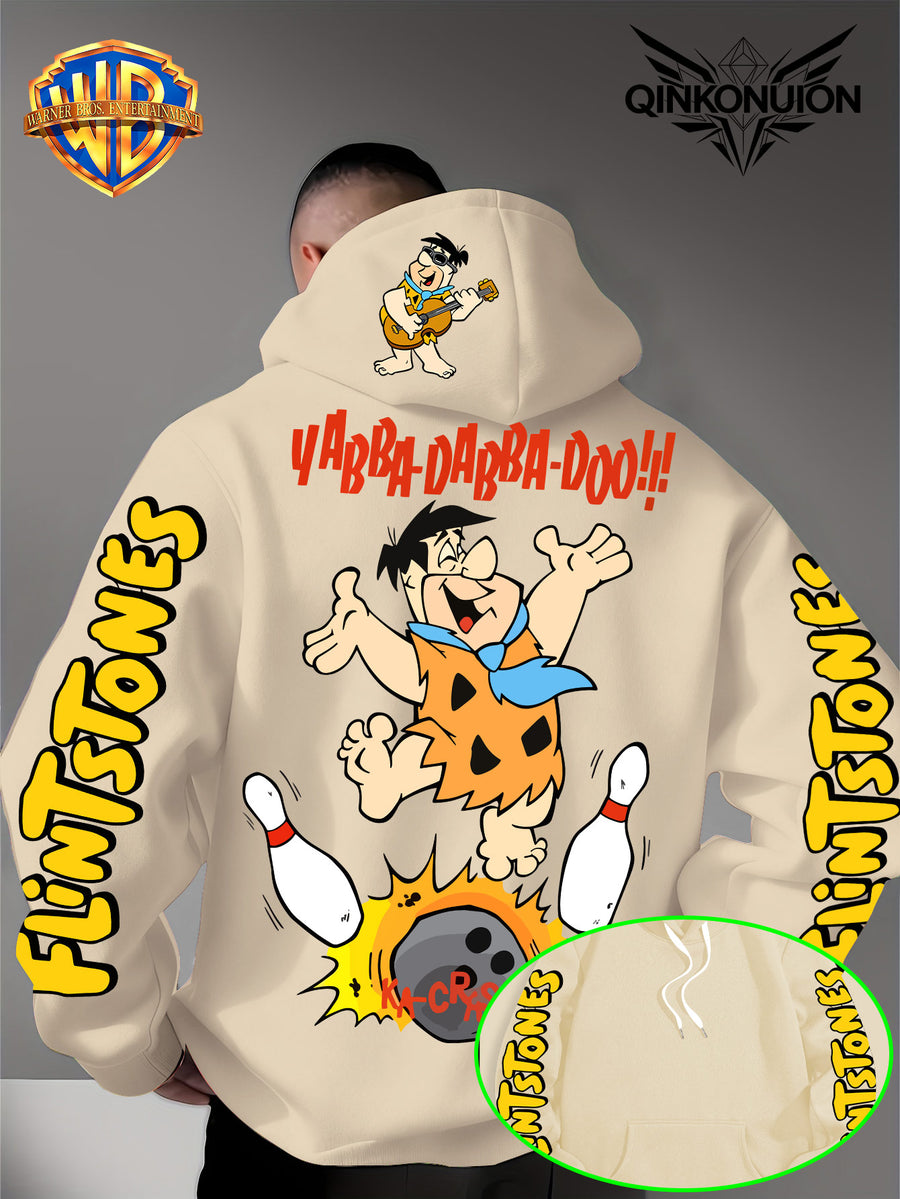 Warner Official Men's Hoodie, Stone Primitive for Man Bowling Impact Funny Anime Printed Design, Machine Washable, Warm and Casual for Autumn and Winter, Daily Drawstring Hoodie, Multi Functional Sports and Leisure Loose Version - Apricot