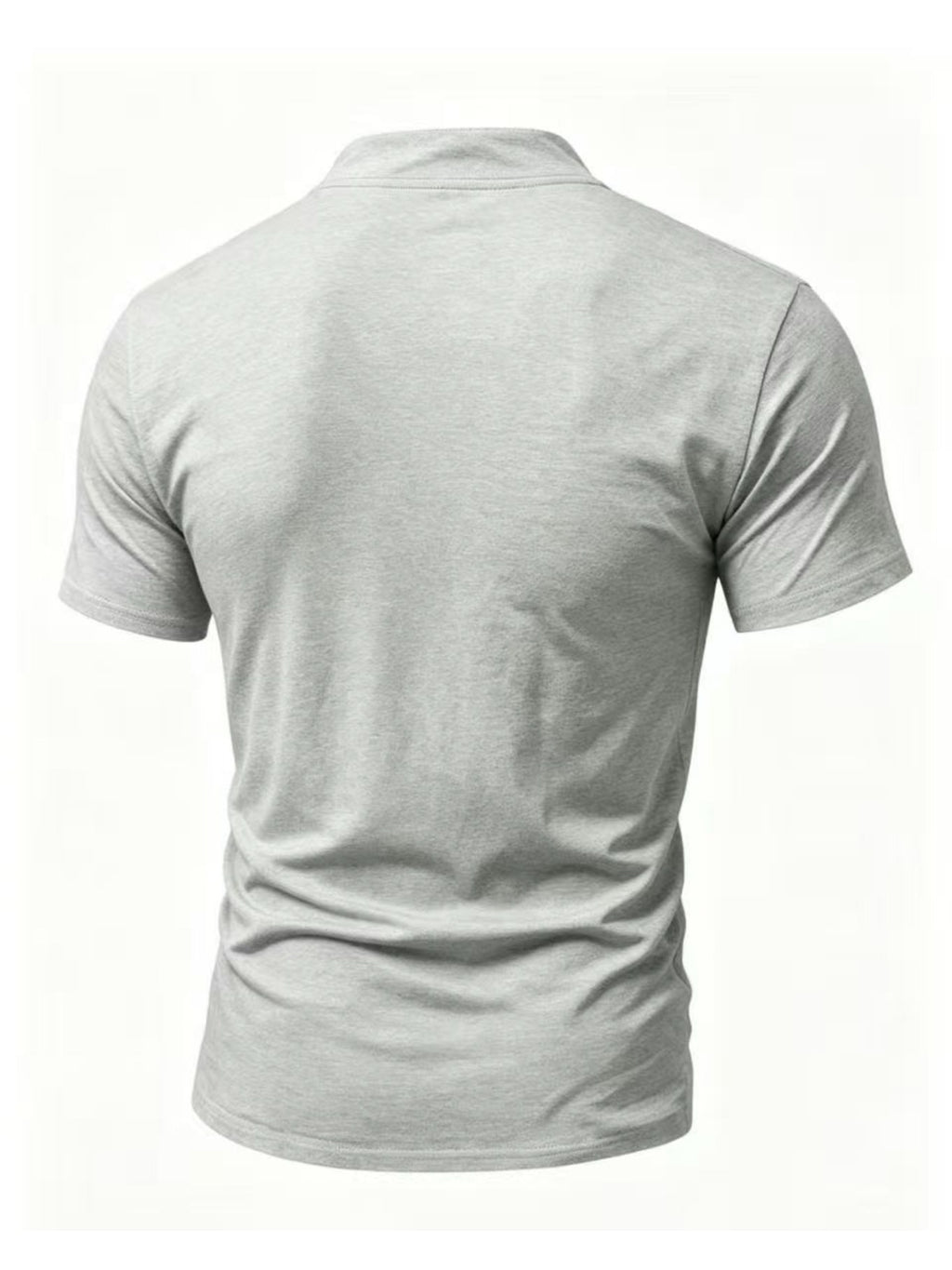 Summer Men'S Retro Stand-Up Collar Tie Short-Sleeved T-Shirt, Easy THE B Letter Print Slim Fit Casual Versatile Base Shirt - Light Grey