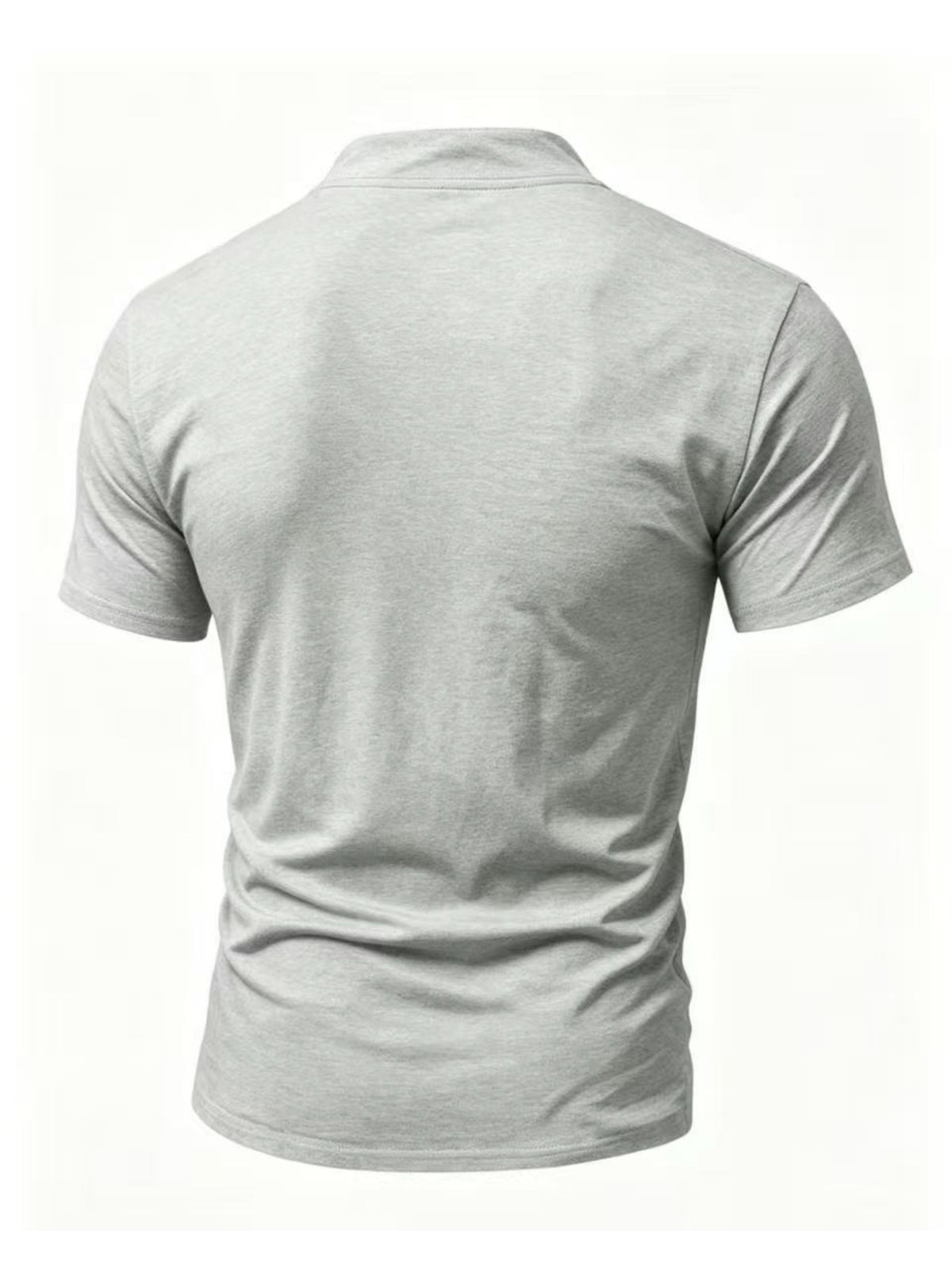 Summer Men'S Retro Stand-Up Collar Tie Short-Sleeved T-Shirt, Easy THE B Letter Print Slim Fit Casual Versatile Base Shirt - Light Grey