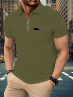 Men's Short Sleeve Zip Polo Shirt - Breathable Half-Open Collar Lapel T-Shirt with Short Sleeves, Suitable for Summer, Casual & -Casual Wear, Machine Washable Versatile Paul Shirt for Office, Commute, and Everyday Outfits - Mixed colors