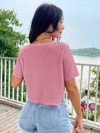 Women'S Lightweight Breathable T-Shirt - Soft Stretchy Everyday Tee with Round Neck, Non-See-Through Fabric for Casual & Formal Outfits - All-Season Everyday Top for, Versatile Clothing, Classic Design, Comfortable Fit, Short Sleeve Top, Office Wear - Pink Color