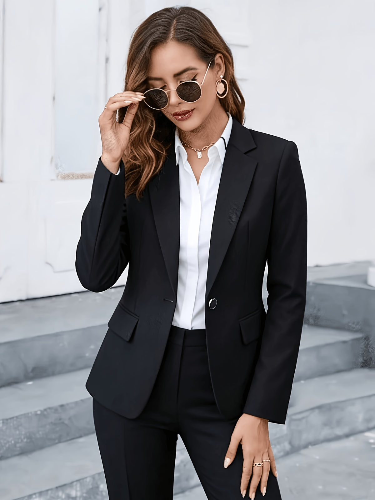 Women'S Professional Blazer, Slim Fit, Suitable for Workplace Interviews, Parties, And Spring/Autumn Wear - Black