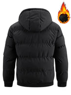 Winter Plush Jacket Thick Warm Jacket Hooded Jacket Casual Outdoor Jacket Solid Color Zipper with Plush Thickening - Black