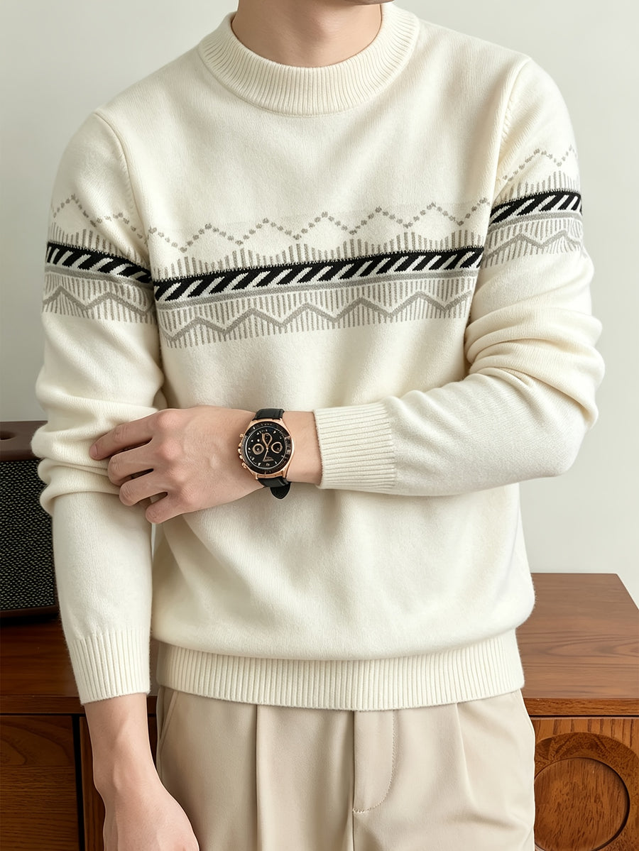 SENMEIGUO Autumn And Winter New Soft Glutinous Sweater Knitted Sweater Trendy Brand Interwoven Youth Loose Color-Blocked Hoodie Thread Coat - Off-white