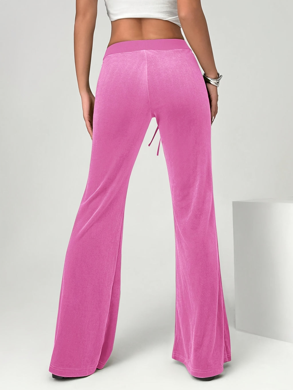 Spring/Summer Directional Women'S Solid Color Flared Pants - Rose Red