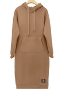 Women's Pullover Hoodie Dress for Autumn and Winter - Light Caramel