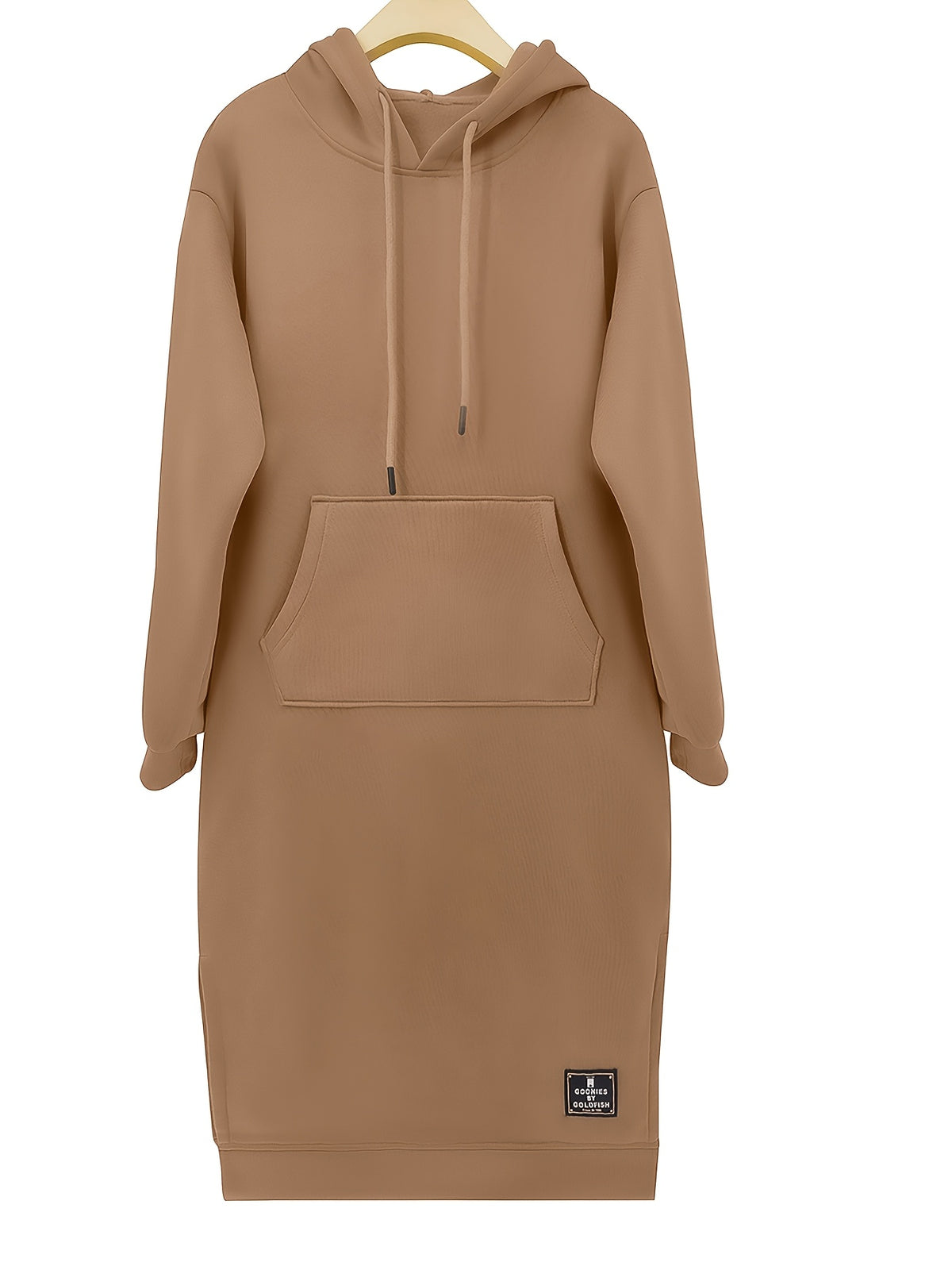 Women's Pullover Hoodie Dress for Autumn and Winter - Light Caramel