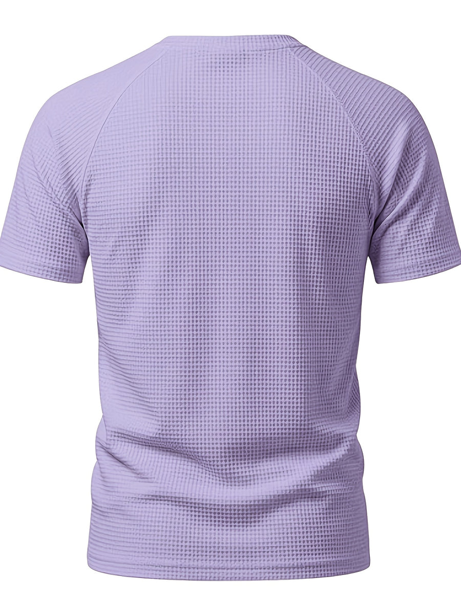 Men'S Summer Easy Fashion Loose Comfortable Breathable Casual Round Neck Short Sleeve T-Shirt - Violet