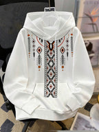 Men'S Fashionable Hoodie with Stylish Ethnic Geometric Pattern Print Casual Long-Sleeve Pullover Streetwear - Mixed colors