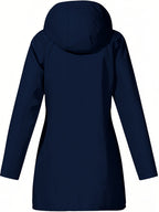Women's jacket hooded lightweight outdoor long hooded windbreaker - Navy Color