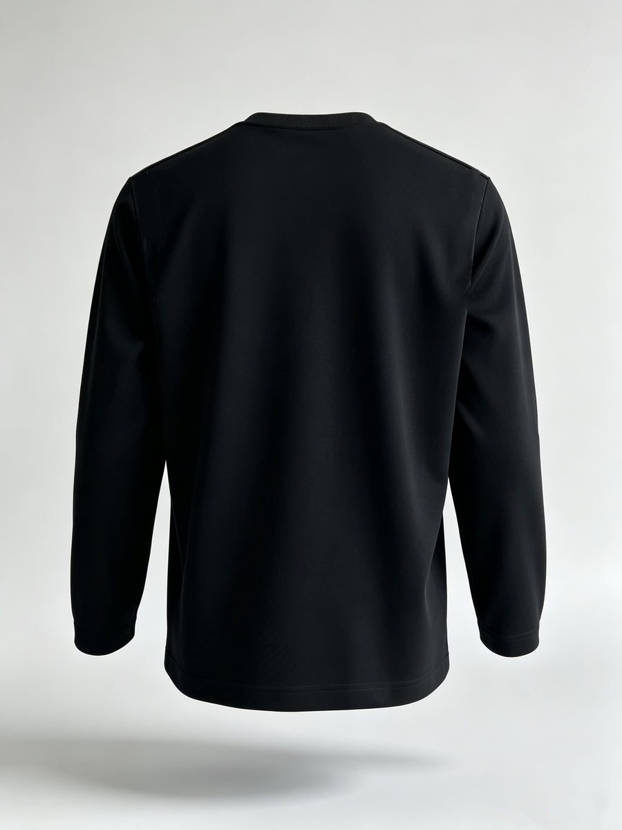 Men Raglan Crew Neck Long Sleeve Sweatshirt, Solid Color Loose Basic Pullover Top, Casual Daily Shirts for Spring Autumn - Black