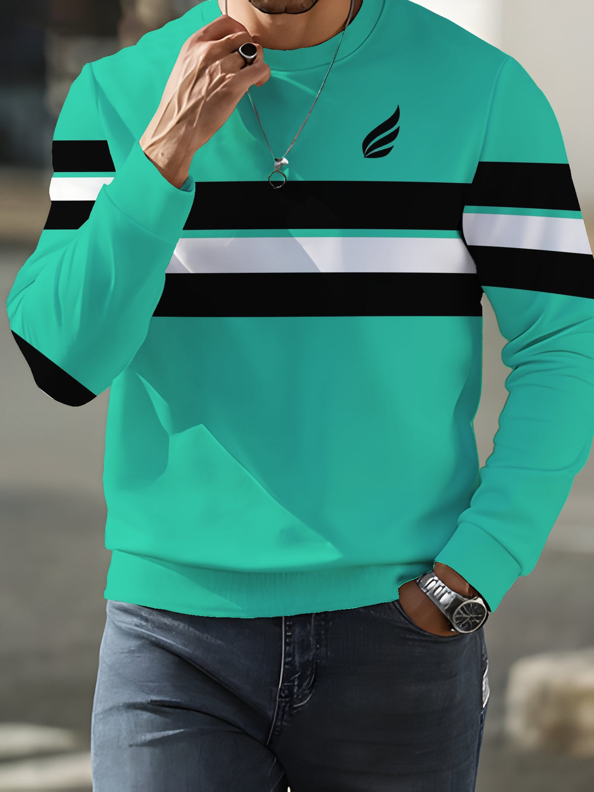 Men'S Round Neck Long Sleeve Sweatshirt, Men'S Casual All-Match Round Neck Sweatshirt - Mixed colors