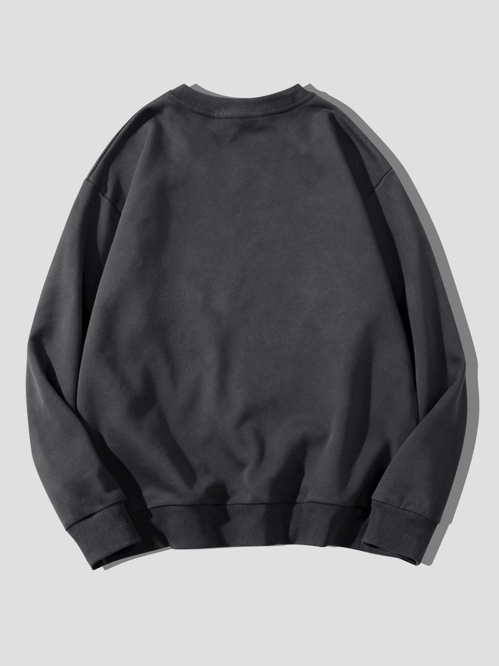 Men's Left Chest "NORWAY" Norwegian Flag Letter Small Print Crew Neck Sweatshirt, Solid Color Loose Fit Casual Pullover Long Sleeve Commuter Top - Grey