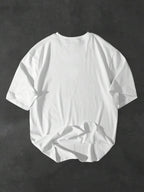 New Summer Men'S Round Neck Short Sleeve Geometric Graphic Print Design Regular Fit Comfortable Fabric Street Style Trendy Versatile Style Suitable for Sports And Daily Wear - White