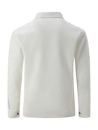 Men'S New Fall Winter Waffle Knit Shirt Jacket with Lapel, Multi-Pocket Button-Front Cargo Jacket - White