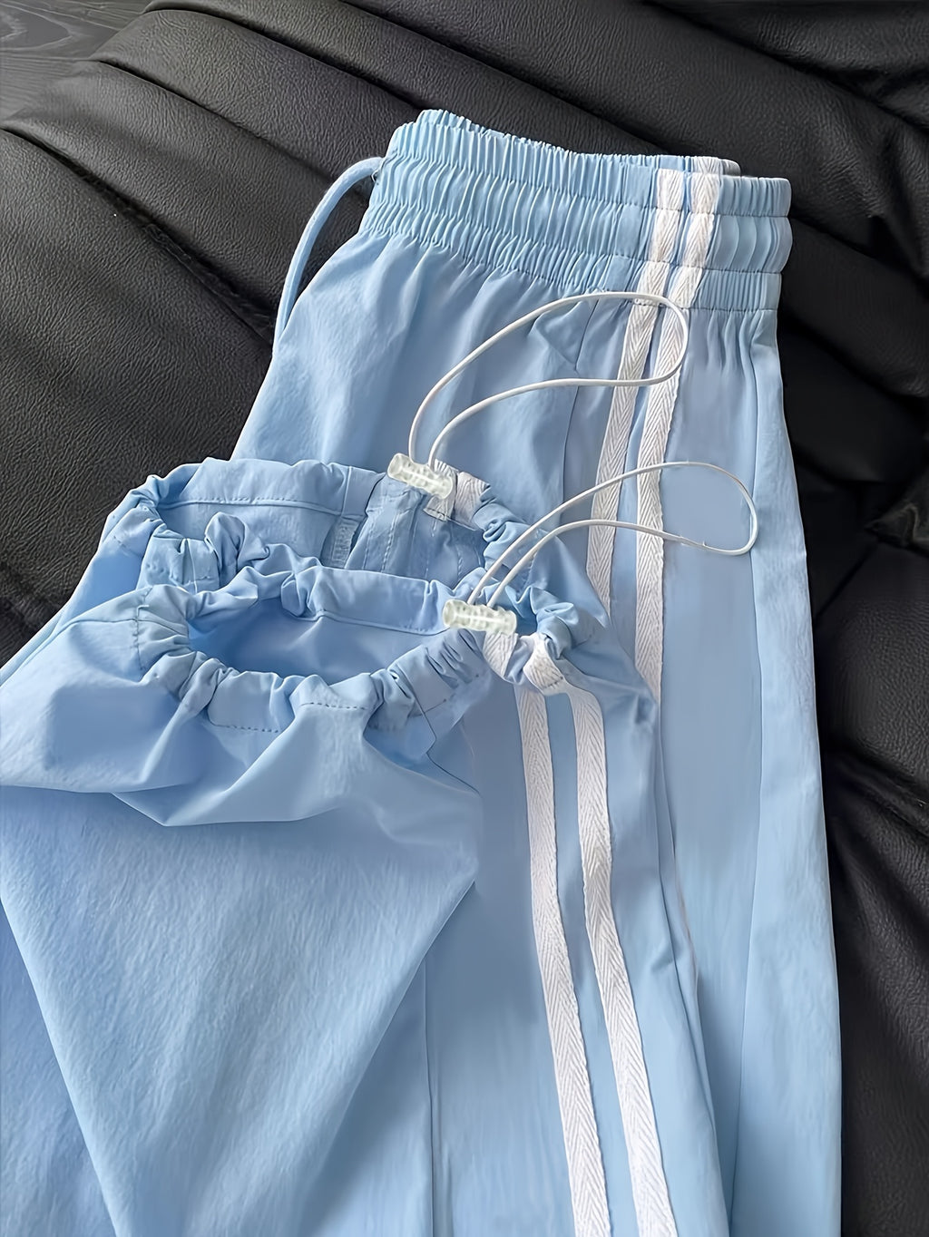 New Arrival High Waist Loose Quick Dry Pants with Drawstring Foot Opening for Multi-Wearing, 3-Color - Sky Blue