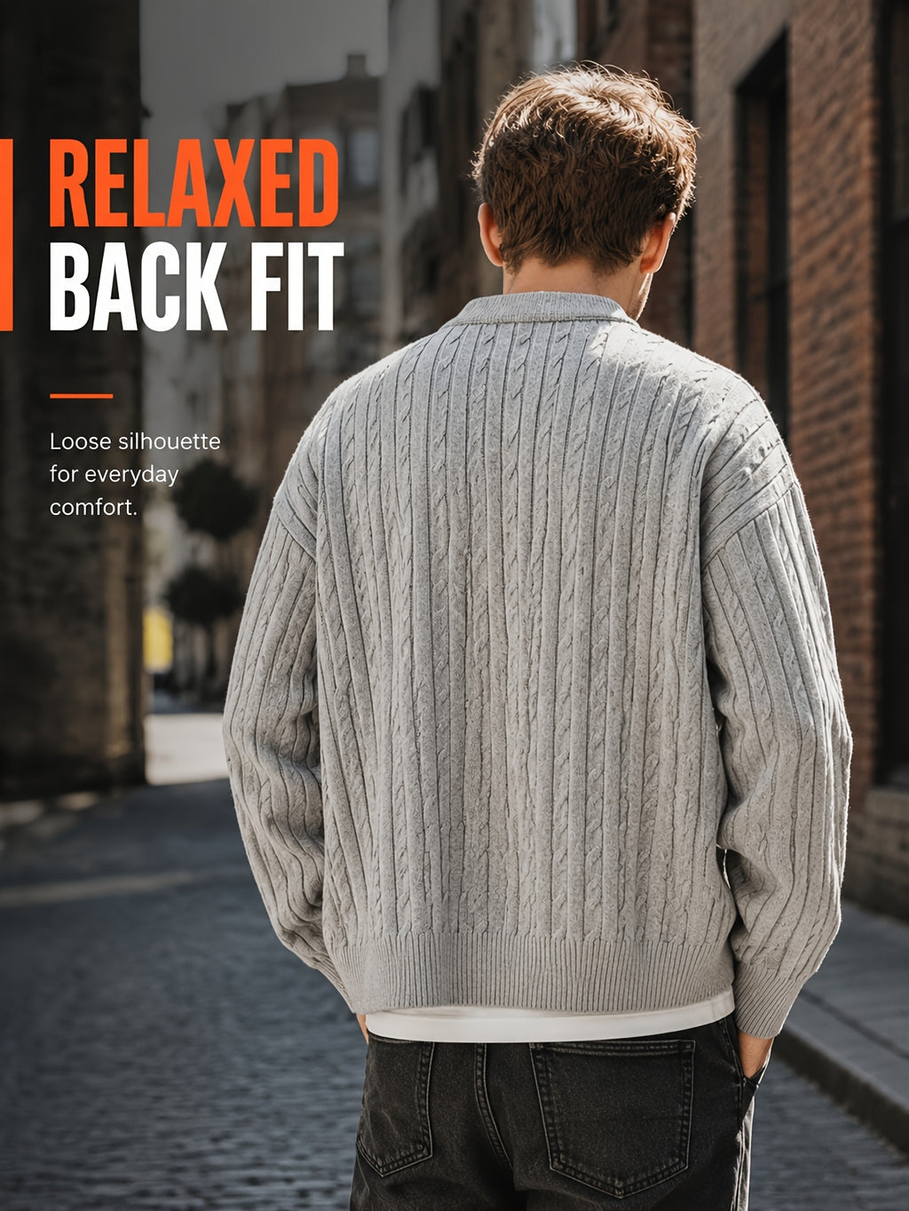 Daily Deal 1pc Men's Cable Knit Cardigan, V-Neck Button-Front, Textured Twist Knit, Retro Casual Street Style, Spring & Fall Loose Fit Daily Sweater Outerwear - Light Grey