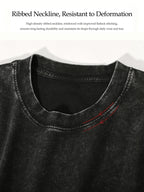 NASHVILLE Music City Text Print Men'S Vintage Washed Loose Short Sleeve T-Shirt - Black
