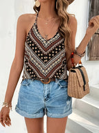 Ladies' Summer Tank Top for Casual Vacations, Suitable for Daily Commuting, Dates, Holidays, And Home Relaxation. Bohemian Floral Spaghetti Strap Top - Mixed colors