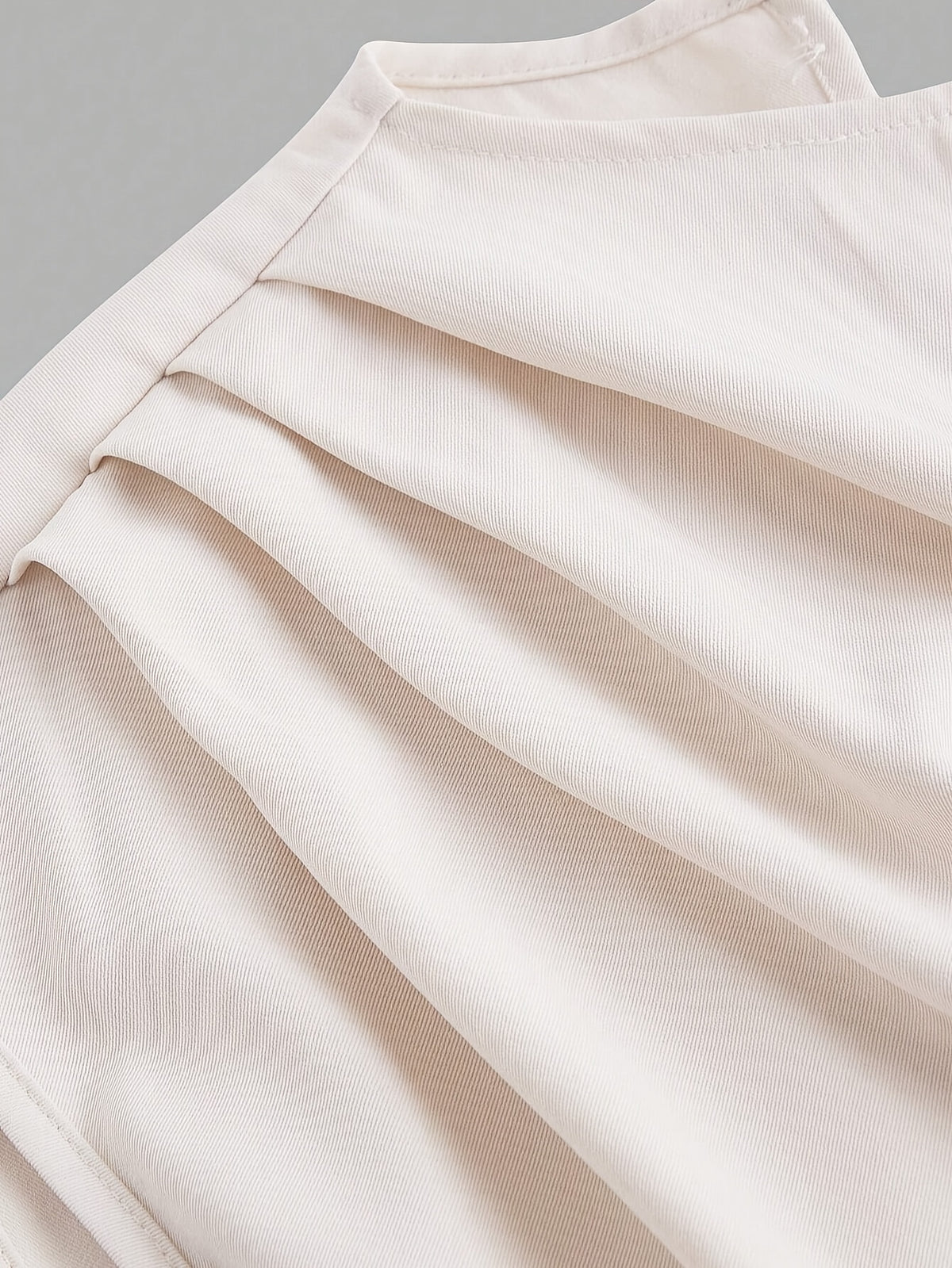 High Neck Solid Jumpsuit with Waist Belt - Apricot
